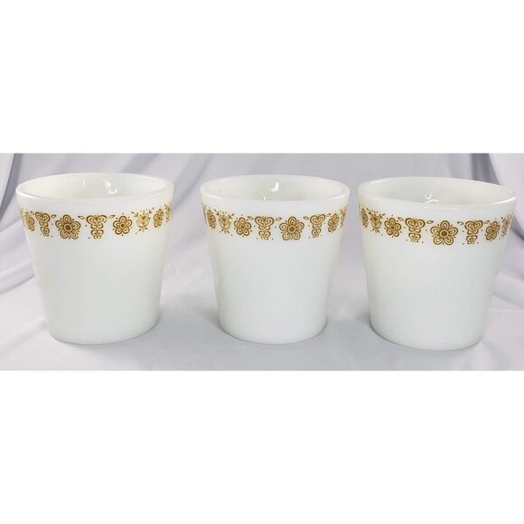 Vintage Pyrex Butterfly Gold Coffee Mugs Cup Set of 3 - Picture 3 of 11